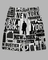 Men's Street Fashion Newspaper Splicing Detective Silhouette Casual Big and Tall Shorts